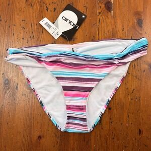 Liquid Striped Bikini Bottoms‎ Swimwear Multi Color Size L
